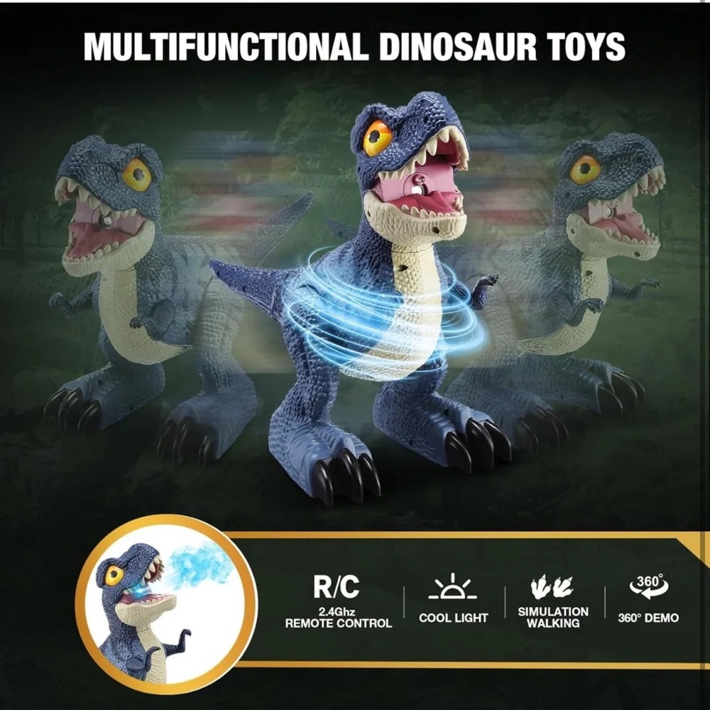 NWT RC Tyrannosaurus rex Dino Toy W/ Lights,‎ Music, Auto-Demo & Spray Function
